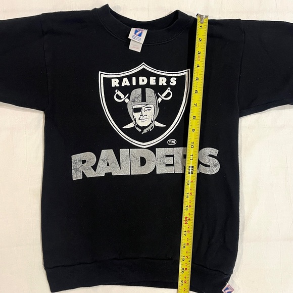 90s Vintage Raiders Football NFL Black Sweatshirt (“Boy Large 14-16”) - Picture 3 of 5